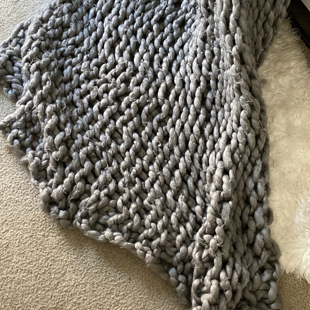 Restoration Hardware Chucky cable knit blanket Gray